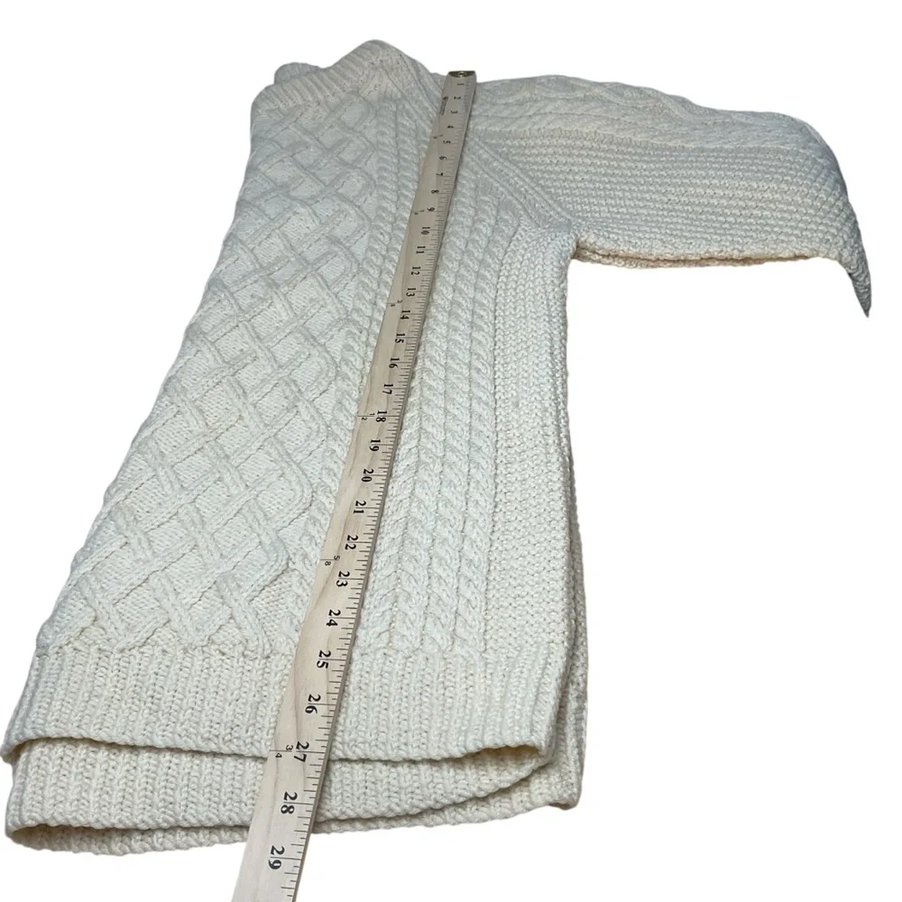 Blarney Woolen Mills Handknit Aran Wool Sweater Size L Cream Irish Cable Knit
